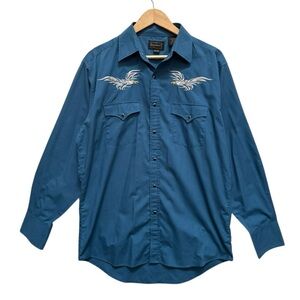 Vintage High Noon Mens 70s Western Pearl Snap Long Sleeve Shirt Size Medium